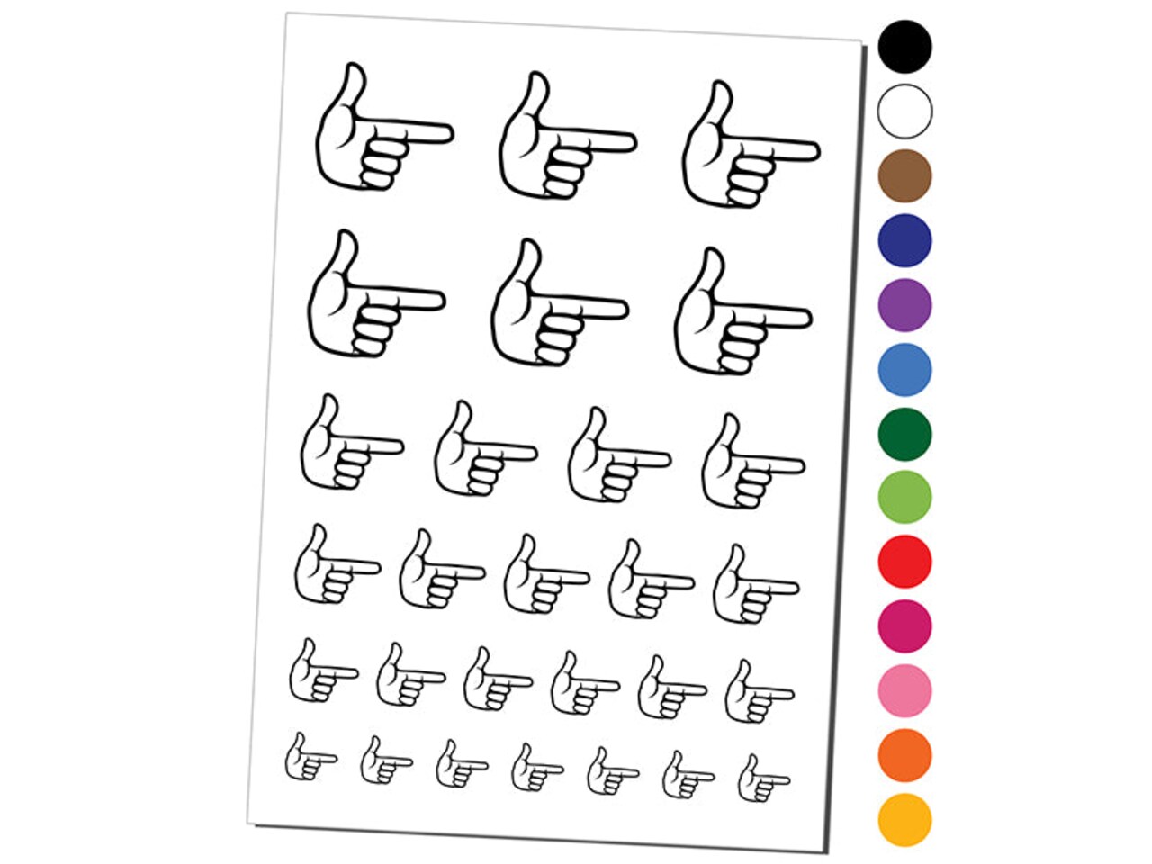 Finger Gun Hand Pointing Temporary Tattoo Water Resistant Fake Body Art Set Collection